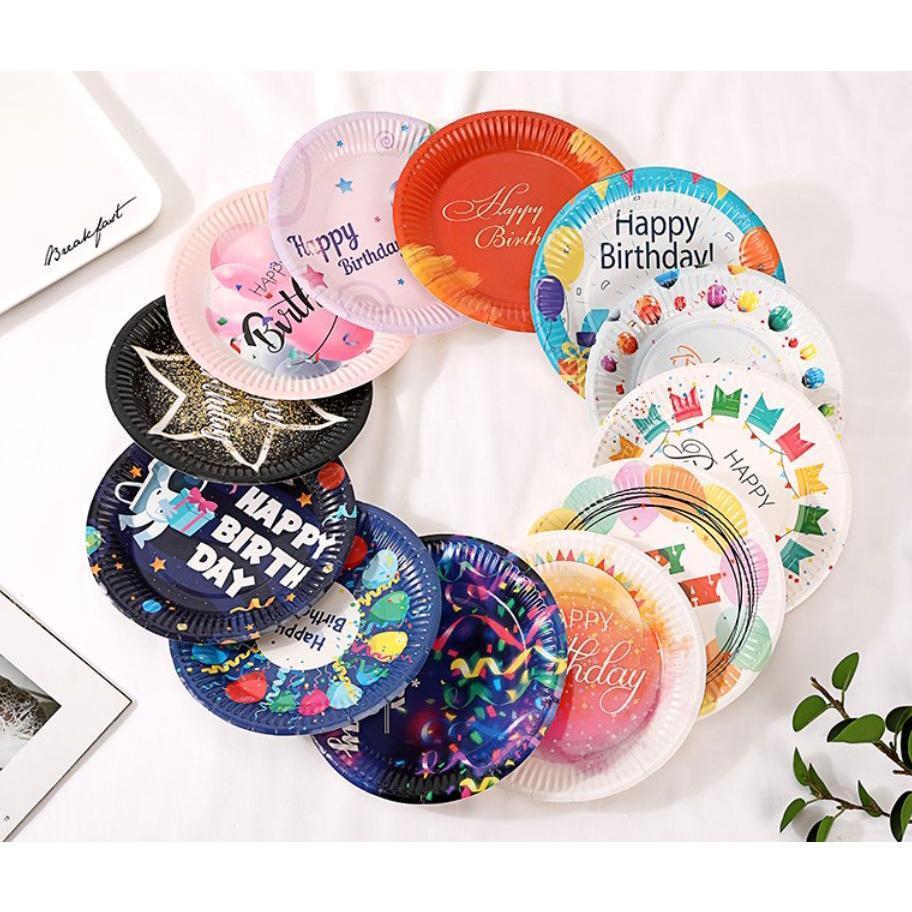 5pcs 7 inch Colorful party tray Disposable birthday party paper plates Printed Bronzing Cake Paper Party(1933L)