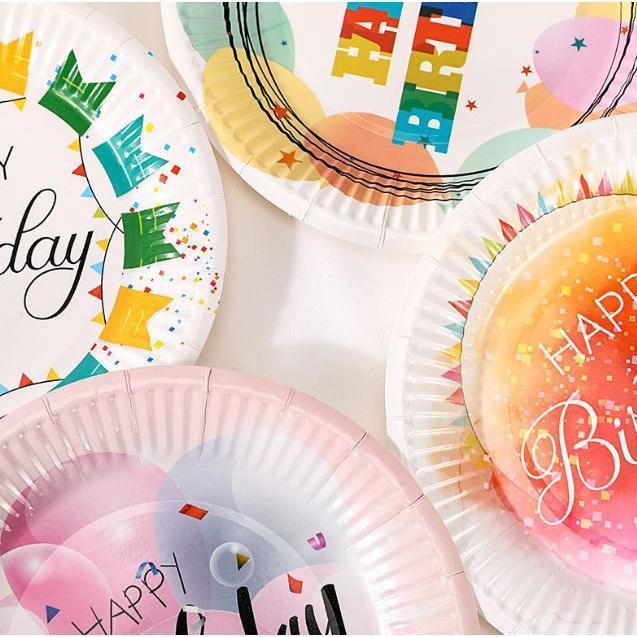 5pcs 7 inch Colorful party tray Disposable birthday party paper plates Printed Bronzing Cake Paper Party(1933L) - Image 6