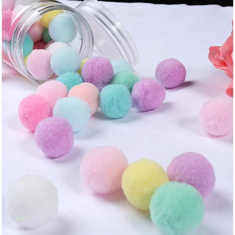 15/20mm Macaron Pompom Fur Balls Mini Fluffy Soft DIY Handmade Kids Toys Wedding Decor Glue on Cloth Accessories(1950L)