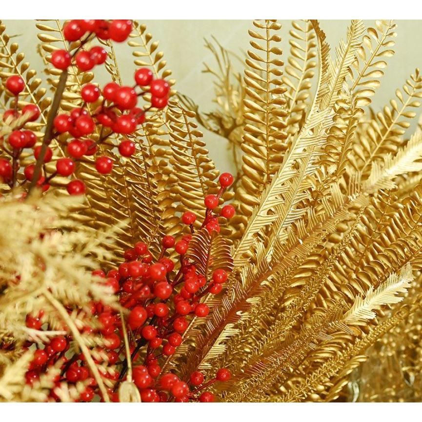 1 pcs Golden Fake Flower Christmas Flower Golden Eucalyptus Ginkgo Leaf Simulation Golden Plastic Flower Persian(1892L) - Image 6
