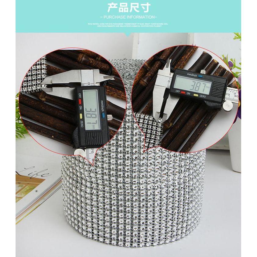New 1yard Colorful Plastic Diamond Rhinestone Mesh Ribbon Roll Sparking Wedding Ornament 24 Rows Decorative(910L) - Image 2
