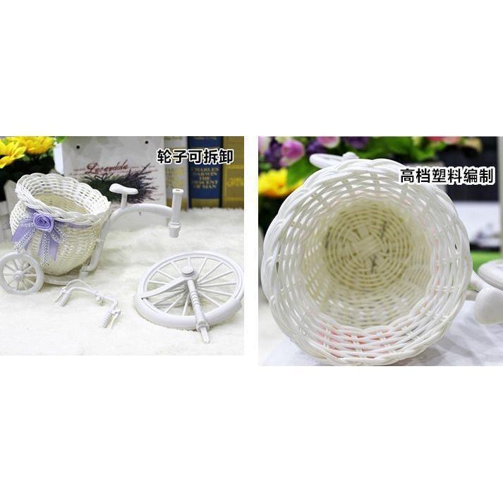 Creative Tricycle Room Ornament Rattan Big Wheel Float Round Simulation Rattan Small Float Flower Pot Decoration(258L) - Image 3