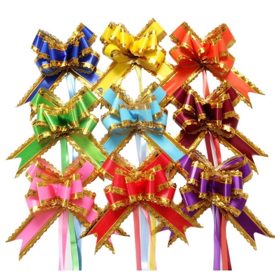 5pcs Pull Bow Ribbons Wedding Birthday Party Decor Birthday Gift Packing Romantic Home Car Decor DIY Pull Flower(704L)