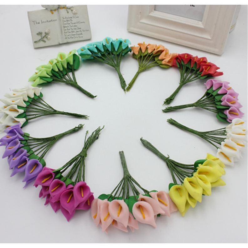 12pcs head/set Artificial Flowers 10 Colors Calla Lily Bridal Wedding Decoration Bouquet Head PE Real Touch(623L) - Image 10