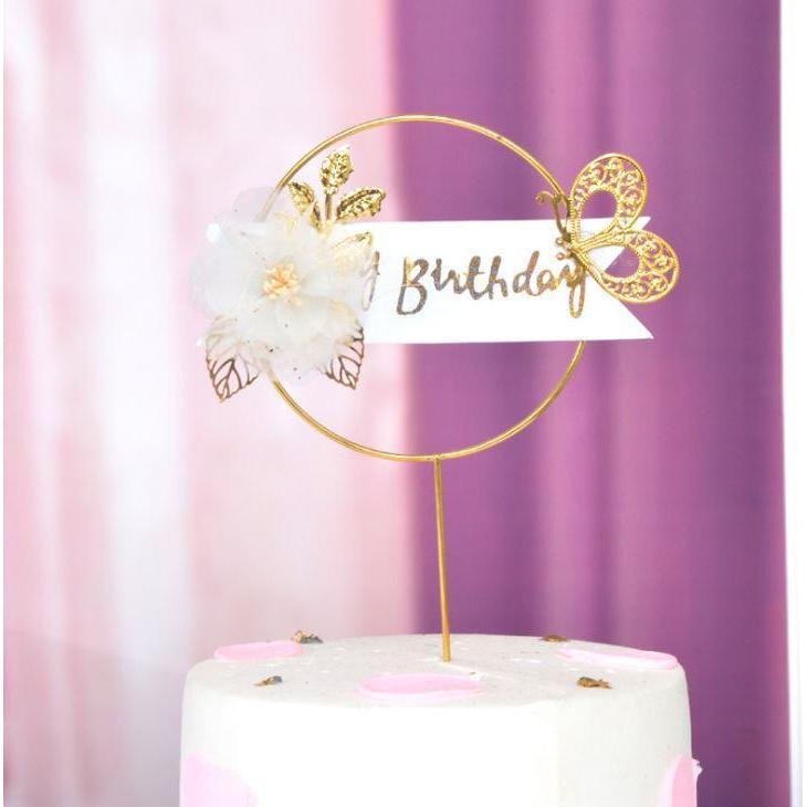 Pearl Crown Iron Garland Happy Birthday Cake Topper Prince Princess Theme Wedding Cake Decoration Kids Favors(1150L) - Image 8