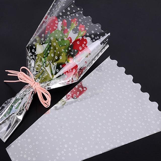 100pcs Flower Wrapping Paper Silver Single Branch Bag OPP Waterproof Cellophane Fresh Bouquet (562L) - Image 3