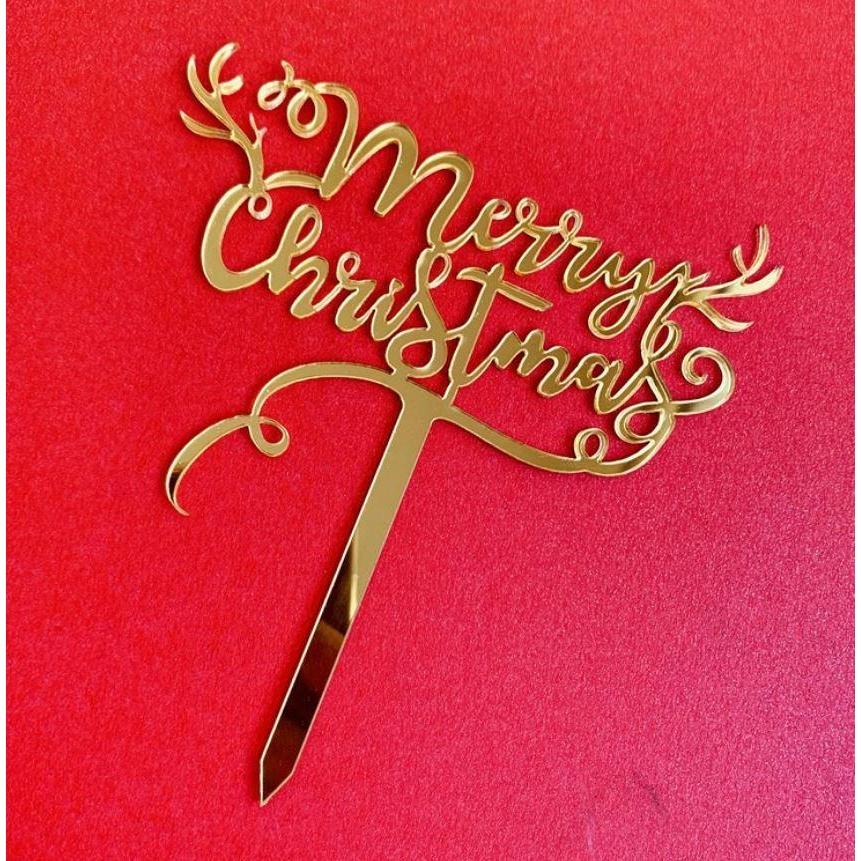 Cake Decorations Acrylic Gold Red Sliver Merry Christmas Letter Happy New Year Dessert Cupcake Toppers Christmas(1000L) - Image 15