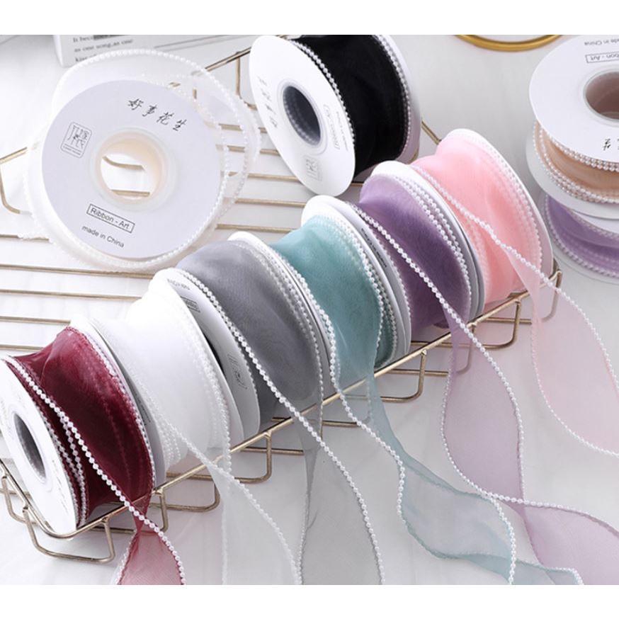 4cm*1yard Bow Pearl Fishtail Yarn Belt Clothing Wedding Accessories Lace Flowers Bouquet Gift Box Packaging(1922L)