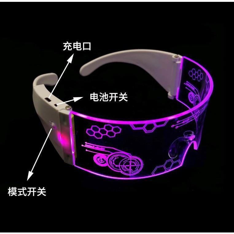 1pc LED Luminous Glasses EL Wire Neon Light Up Visor Eyeglasses Bar Party EyeWare For Halloween Christmas Parties(1900L) - Image 2