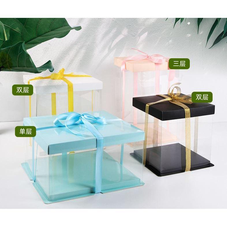 6/8/10inch Square Cake Box Transparent Clear Exhibition Storage Packing Plastic Festival Flower Wedding Birthday (980L) - Image 3