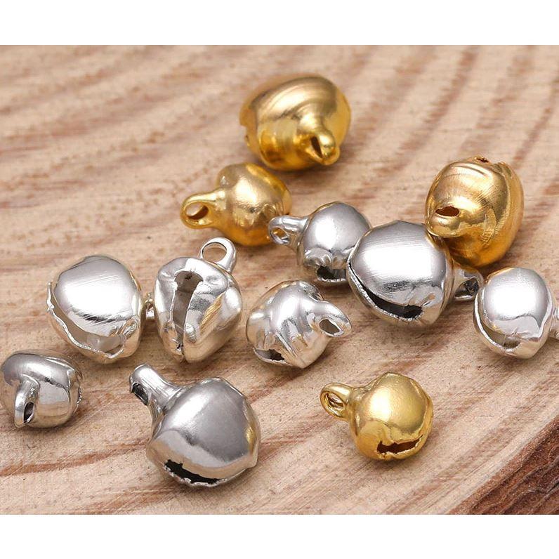 20PC 12mm Jingle Bells Pendants Silver Gold Color Hanging Christmas Tree Ornaments Christmas Decor DIY Craft(1500L)