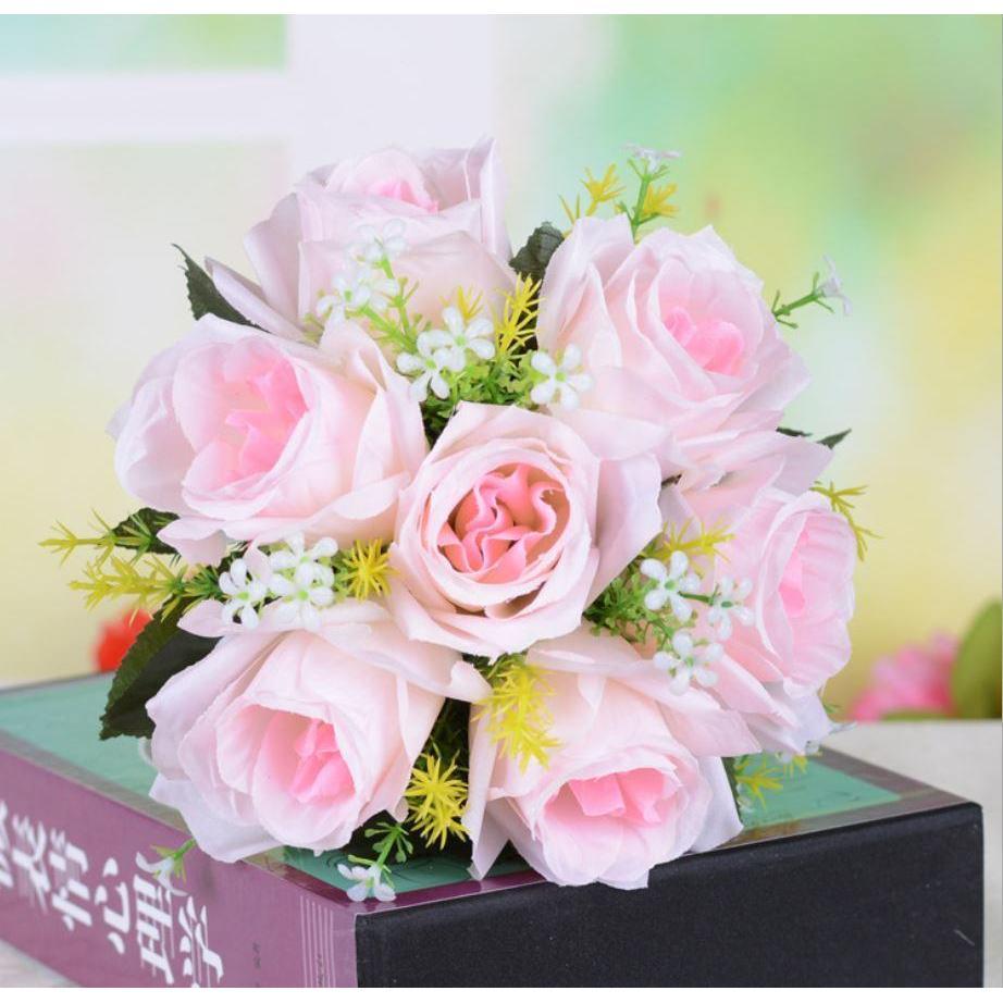 7 Flower 7 Forks 1 Bunch Artificial Rose Silk art flower Bouquet For Wedding Party (668L) - Image 15