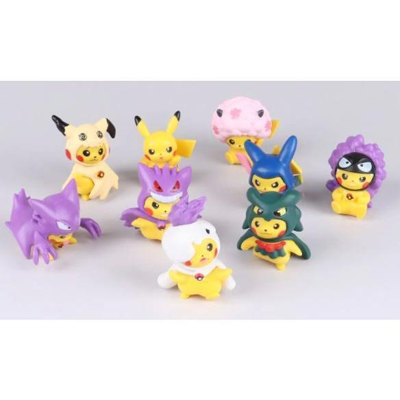 Pokemon figurenes doll Pikachu Gashapon Fashion Cross dress mini figure model 4-5CM kids birthday gift 幽灵卡通服皮卡丘公仔(1804L) - Image 2