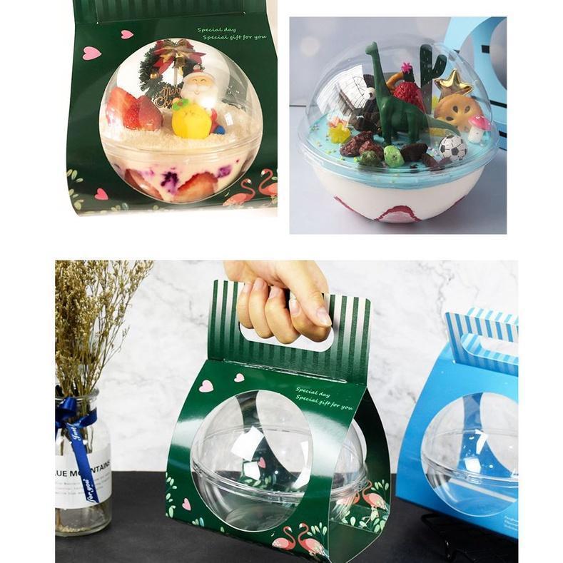 1PC Transparent Plastic Cake Container Ball Shape Cake Container Portable Mousse Ball Round Christmas Cake Dome(1490L) - Image 3