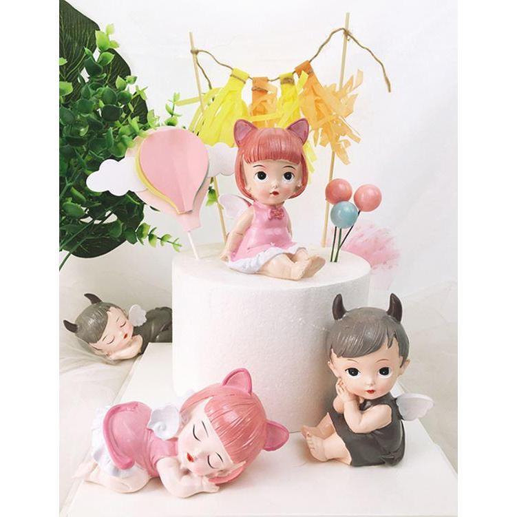 Cartoon Prone Sleeping Angel Cake Decor Ornament Wedding Engagement Kids Birthday Party (970L)