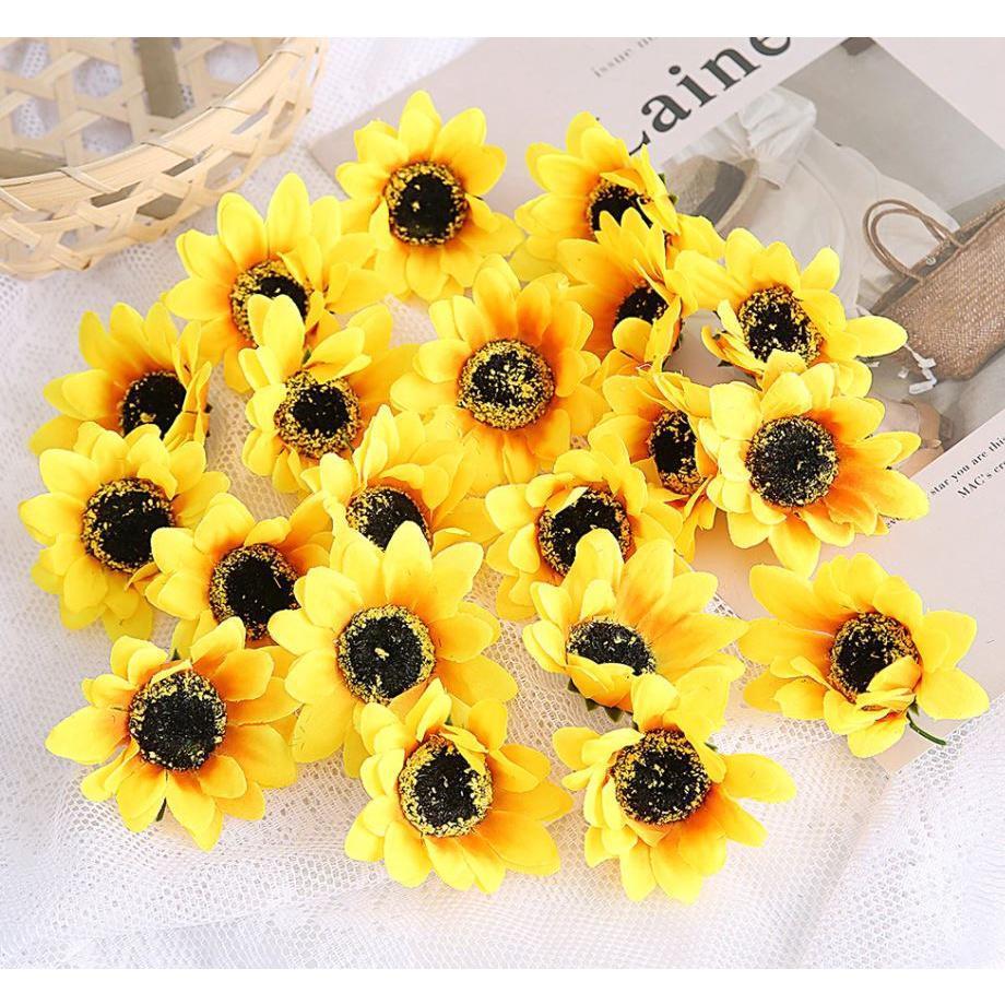 5pcs 6.5/7.5cm Large Silk Sunflower Artificial Flower Head For Wedding Box Decor Headmade Scrapbooking Access(1738L)