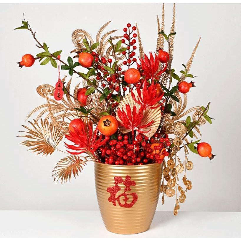 1 pcs Golden Fake Flower Christmas Flower Golden Eucalyptus Ginkgo Leaf Simulation Golden Plastic Flower Persian(1892L) - Image 5
