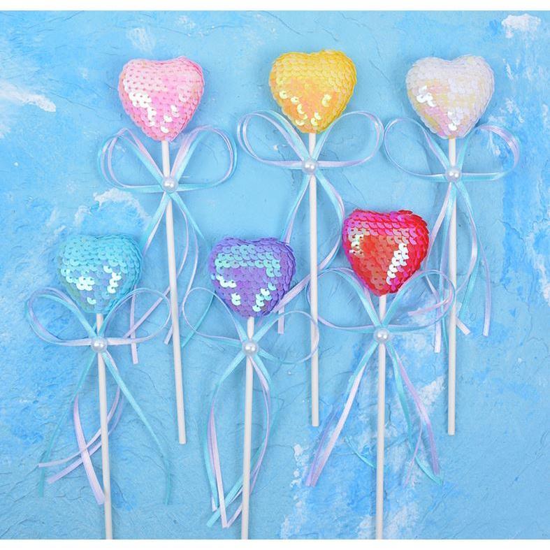 1pc 22x4cm Romantic and beautiful sequins color BallButterfly for HappyBirthdayCakeTopperBirthdayCakeInsertCards (1422L)