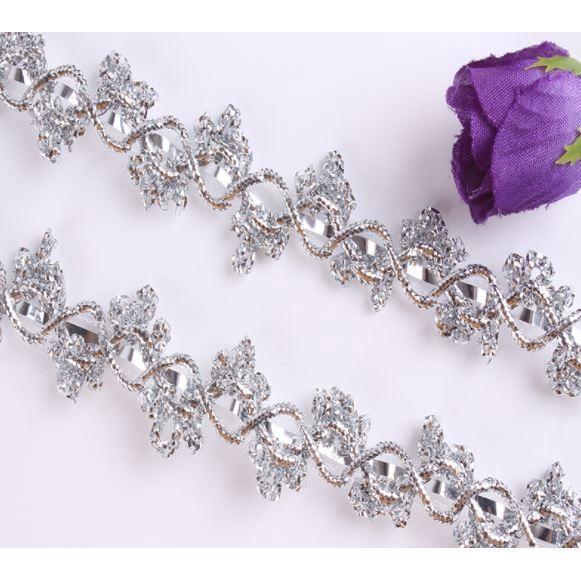 Width 23mm 1yard gold silver polyester corrugated flower braided crochet ribbon lace trim 三朵金色花边 (1559L) - Image 3