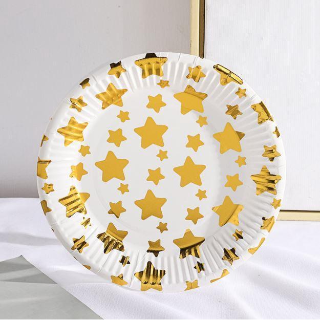 5pcs/lot 7/9inch Foil Gold Dot Birthday Wedding Party Supplies Decoration Cake Dish Disposable Paper Plates Baby (1758L) - Image 17