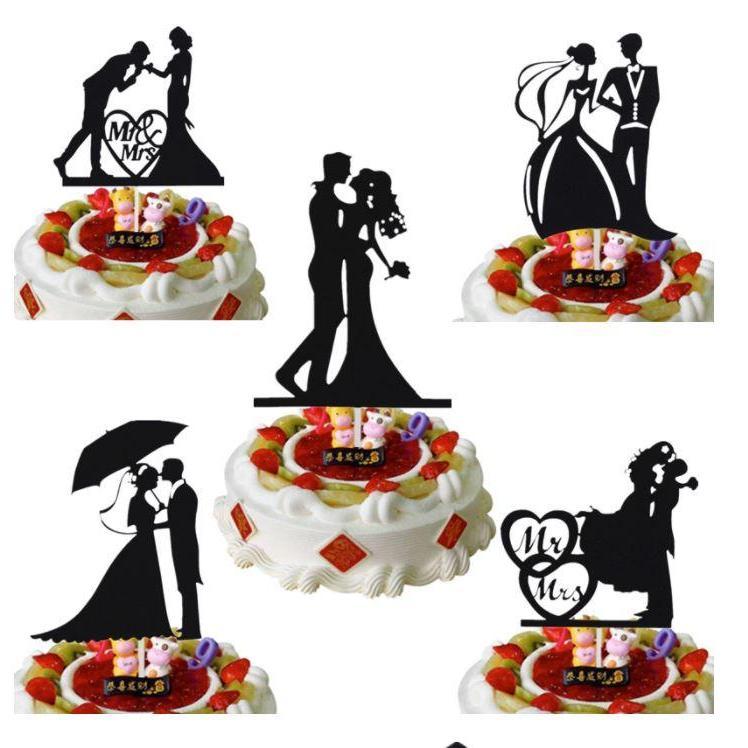 Paper Mr & Mrs Cake Flags Love Heart Wedding Cake Topper Bride Groom Wedding Party Cake Baking Decoration (1305L) - Image 2