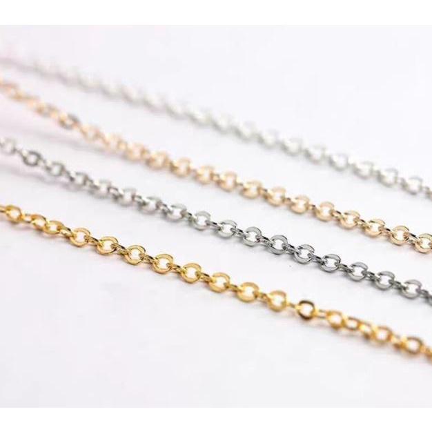 1M Flat Gold Silver 1.5mm Width Rolo Cable Chain Stainless Steel Gold Link Chain for Necklace Bracelet Making(1907L) - Image 4