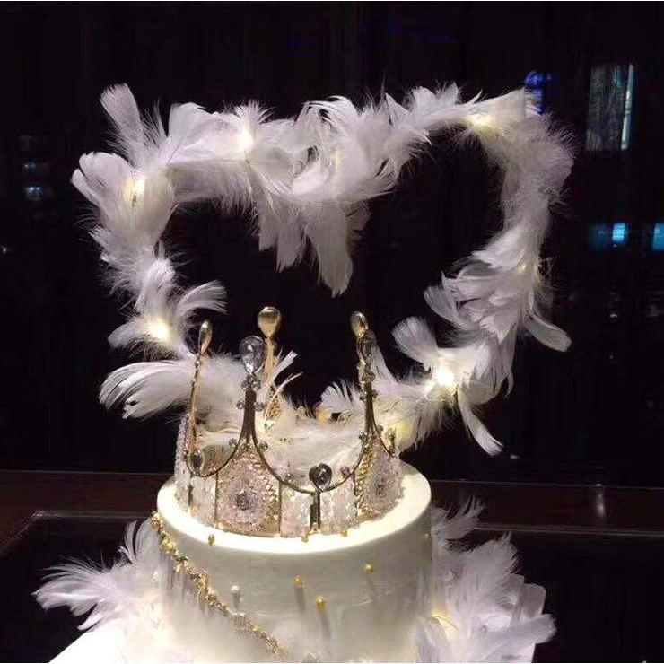 Feather Heart Cake Toppers Cupcake Dessert Topper Birthday Cake Decoration Wedding Festival Party 网红羽毛蛋糕装饰(735L)