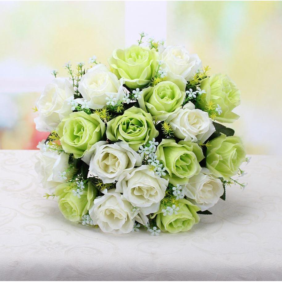 18 Heads Artificial Flowers Rose Gypsophila Bouquet Silk Rose Bouquet DIY Wedding Holding Flowers Roses (665L) - Image 10