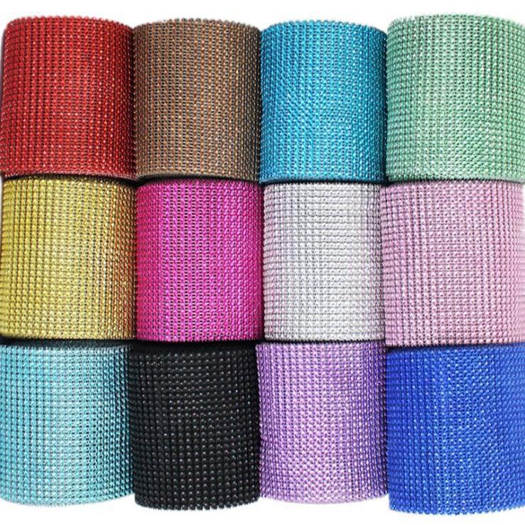 1yard Sparkling colorful Plated Diamond Mesh Wrap Crystal Rhinestone Ribbon Accessories (616L)