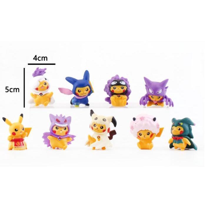 Pokemon figurenes doll Pikachu Gashapon Fashion Cross dress mini figure model 4-5CM kids birthday gift 幽灵卡通服皮卡丘公仔(1804L) - Image 6