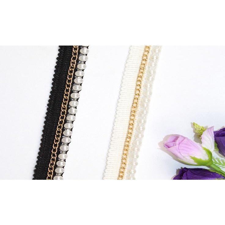1yard Beaded Lace Ribbon Tape Lace Fabric Trim Embroidered Collar Decoration African Cotton Lace Fabric 链条配饰珠子花边(1921L) - Image 5