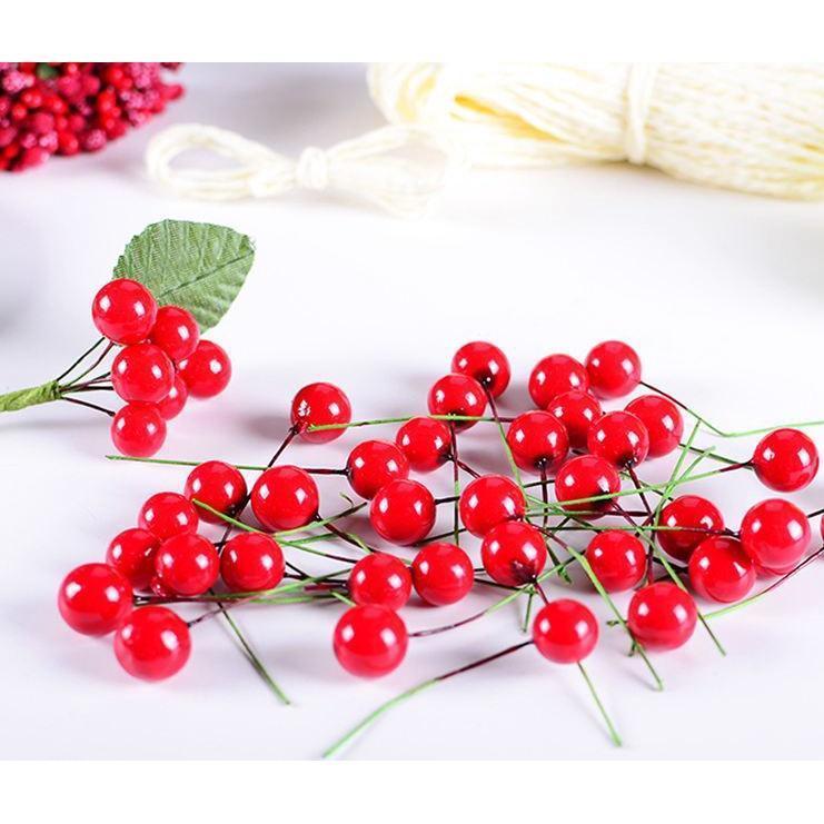 8/10/12/15/20mm Mini Fake Plastic Fruit Small Berries Artificial red cherry Stamen Pearlized Wedding Christmas樱桃小红(275L)