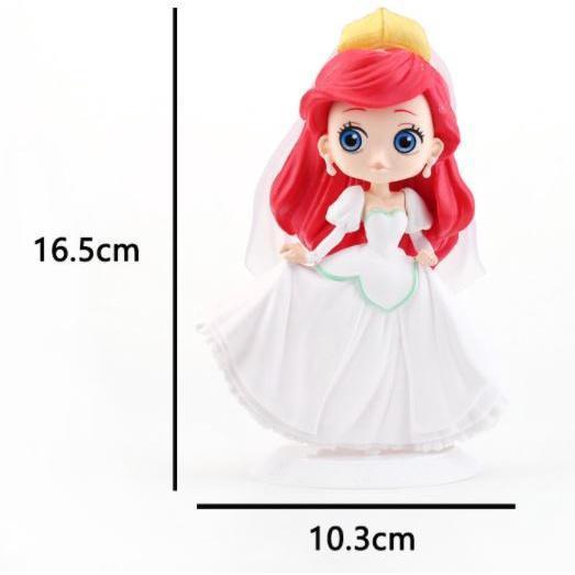Disney Q Posket Mermaid princess Figures red hair wedding PVC Model Dolls Toys Cake Topper 婚纱Q版美人鱼公主(1793L) - Image 5