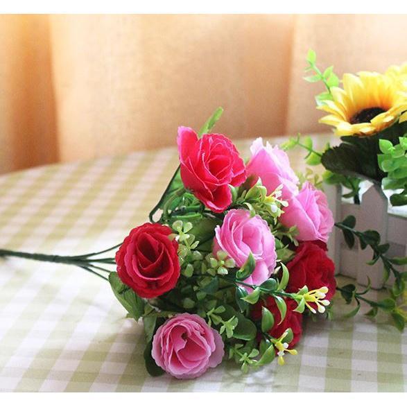 Artificial Flowers Silk Rose 10Heads/Bouquet Gypsophila DIY Family Wedding Decoration Hotel Store Dining Table (1415L) - Image 9