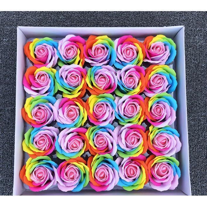 25pcs 5 layer 6cm Colorful Soap Rose Decorative Flowers Soap Flower Petal Wedding Favors Valentine's Day Gift(1778L) - Image 7
