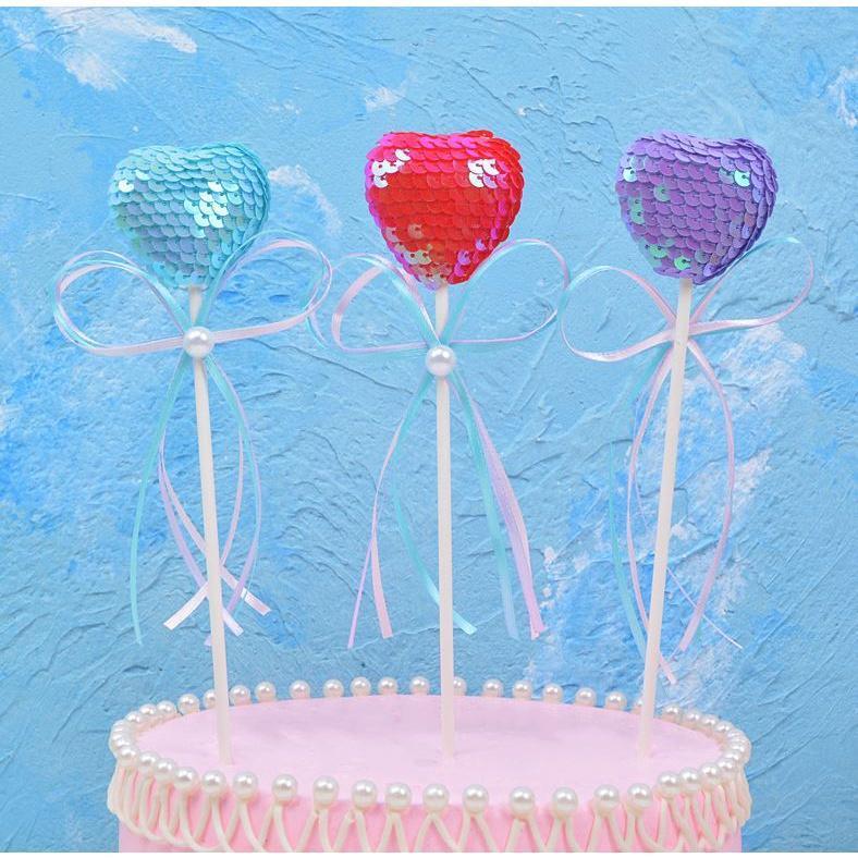 1pc 22x4cm Romantic and beautiful sequins color BallButterfly for HappyBirthdayCakeTopperBirthdayCakeInsertCards (1422L) - Image 4