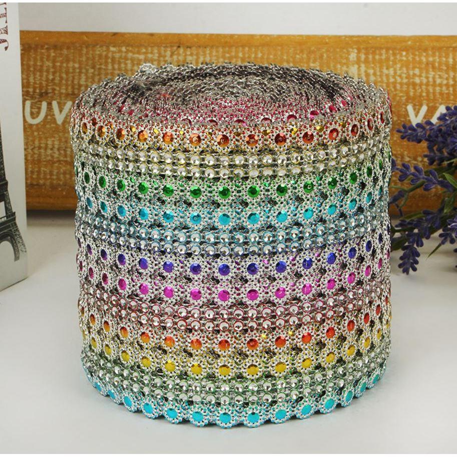 1yard Christmas Ornaments Double Row Silver Diamond Plum Mesh Wrap Crystal Rhinestone Sparkle Ribbon (911L) - Image 10