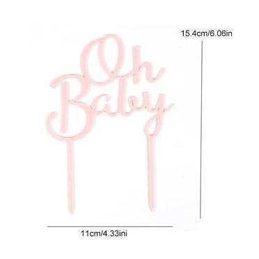 1pc 3 Color Acrylic Oh Baby Letter Cupcake Toppers Star Love Cake Topper for Party Cake Decoration Dessert (406L) - Image 3