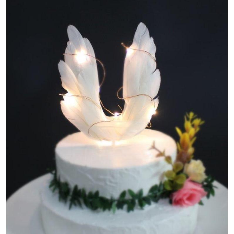 Angel Wings Happy birthday Cake Topper party supplies kids beautiful cake DIY decorating Accessories(750L)