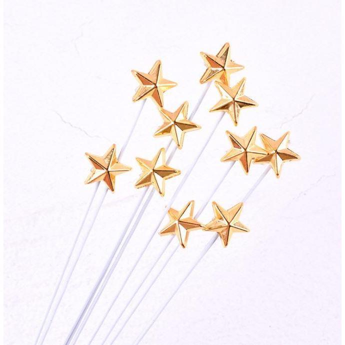 5pcs Gold Silver Stars Cake Toppers Happy Birthday Decoration for Wedding Valentines Day Party Baking Lovely Gift(1029L) - Image 3