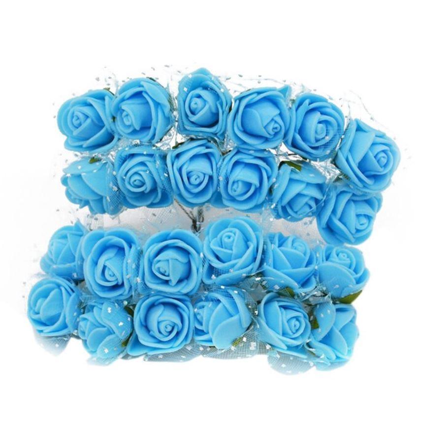 12pcs/pack 2cm Artificial PE Foam Flower Bouquet Mini Silk Rose Head DIY Teddy Bear Wreath Fake Flowers Decor(672L) - Image 14