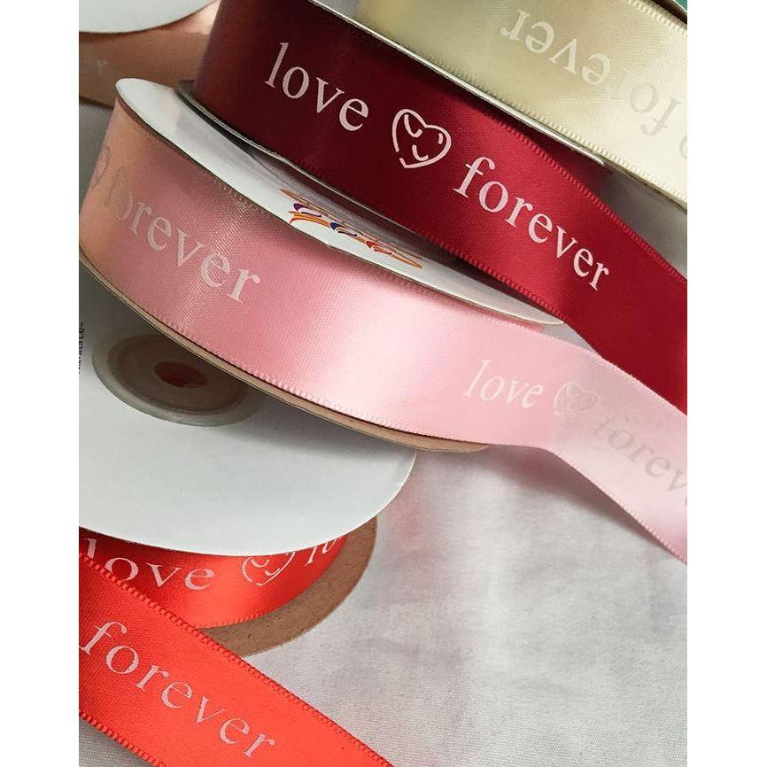 25mm Print Forever Love Silk Ribbons Wedding Car Festival Bridal Accessories Diy Gifts Box Christmas Decor (1248L) - Image 6