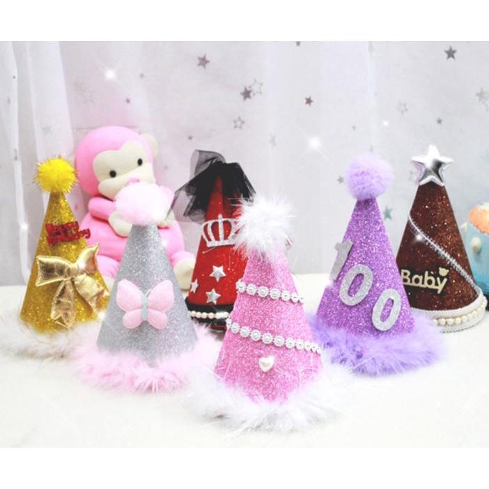 NEW Design Birthday Hat Gold Powder Cloth Hat Baby Girl Boy shower Birthday Cake Hat Party Props Children's Party(1634L)