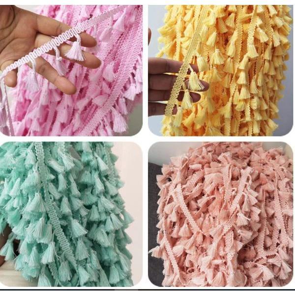 Polyester Cotton Fringe 1yard 4.0cm Lace Tassel Trimming Colorful Ribbon Garment Sewing Accessory 彩色流苏花边(1917L) - Image 4
