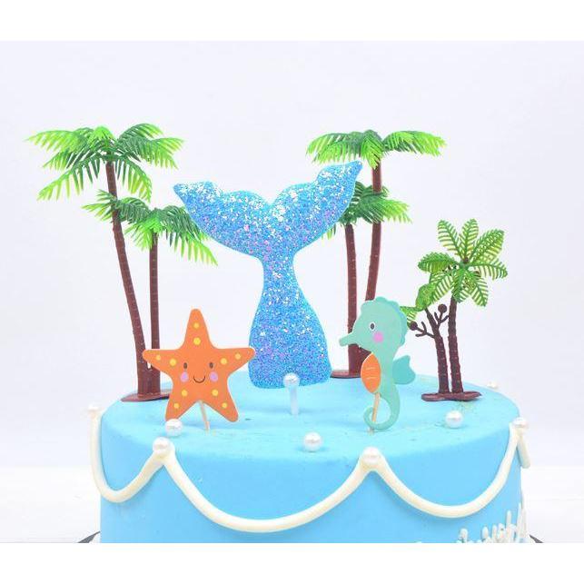 Coconut Tree Birthday Cake Cards Dessert Baking Fruit Insert Cards Toppers Decor (350L) - Image 3