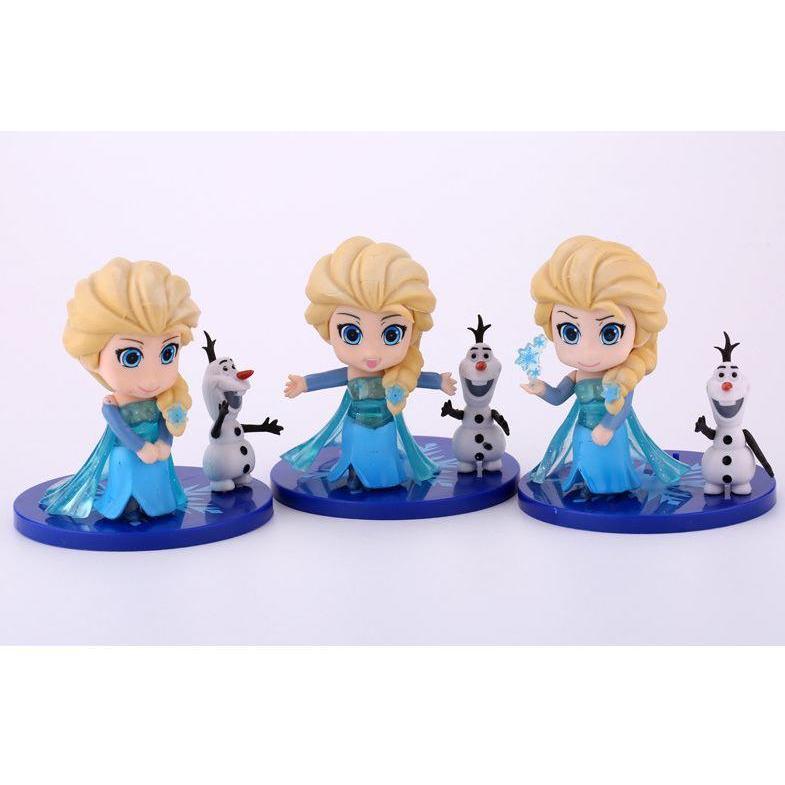 Disney Frozen Kids Birthday Princesses Toys Cake Topper Elsa Princess Olaf PVC Action Figure Doll (949L)