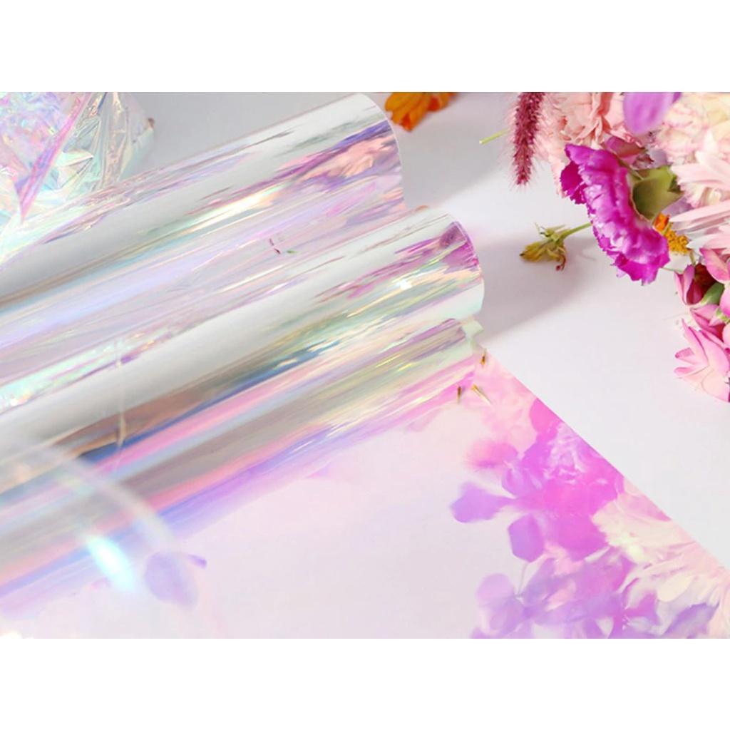 Nicrolandee 20 inch x 10 Yard Flower Wrapping Iridescent Cellophane Rainbow Film Christmas (647L) - Image 4