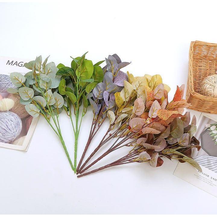 Simulation 5 branches money leaf silk eucalyptus round leaf artificial plants WeddingFlowerArrangementLeavesDecor(1289L) - Image 3