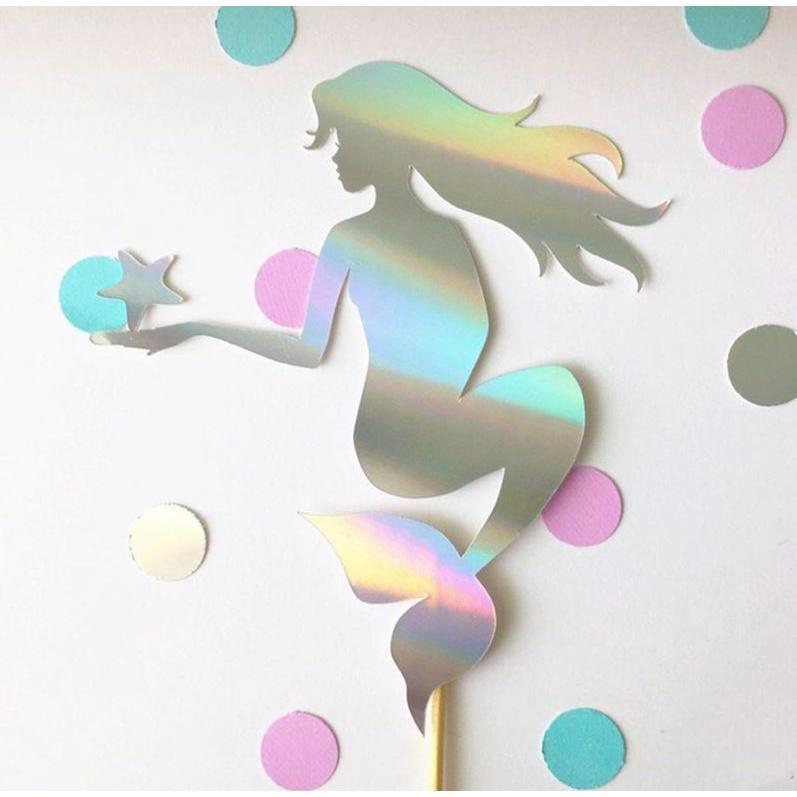 New Mermaid Tail Acrylic Cake Topper Wedding Mermaid Laser Paper Cake Topper For Birthday Party Cake Decorations(996L) - Image 12