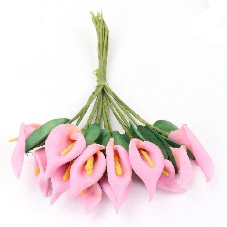 12pcs head/set Artificial Flowers 10 Colors Calla Lily Bridal Wedding Decoration Bouquet Head PE Real Touch(623L) - Image 12